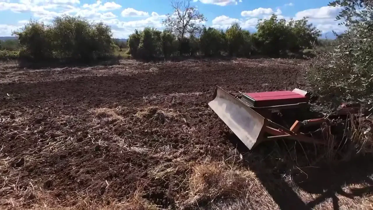 Il terreno lavorato con il cingolato.
